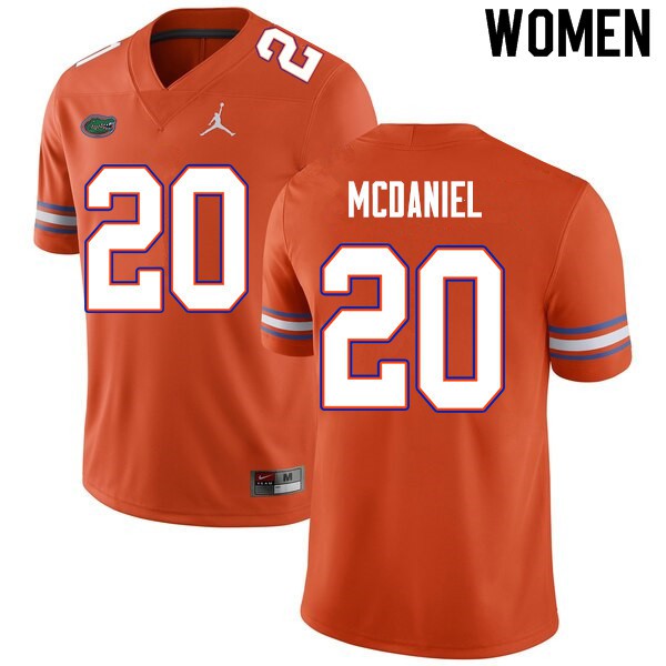 Women #20 Mordecai McDaniel Florida Gators College Football Jersey Orange
